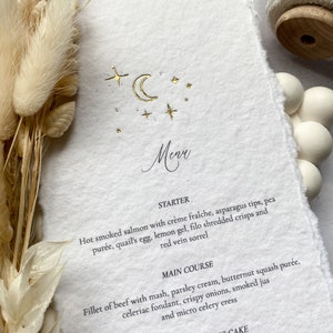 Wedding Menu, Wedding Table Decor, Menus, Wedding Menus, On The Day Wedding Stationery, Celestial Wedding Menu, Moon and Stars Menu