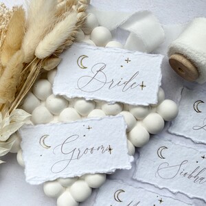 Wedding Place Cards, Wedding Table Decor, Name Cards, Place Cards, On The Day Wedding Stationery, Moon and Stars Place Cards