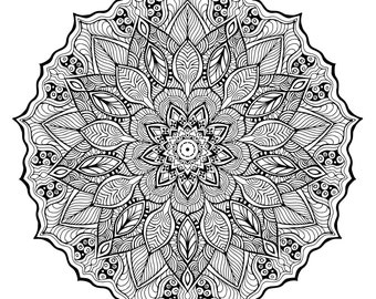 Coloring Book of 20 PRINTABLE Beautiful Mandalas for Adults or Kids Coloring, PDF, Relaxing, Meditation, Mandala Worksheet