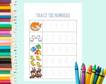 PRINTABLE Tracing Numbers Worksheet for Kids, Learning numbers, numbers activity, tracing numbers, preschoolers, toddlers