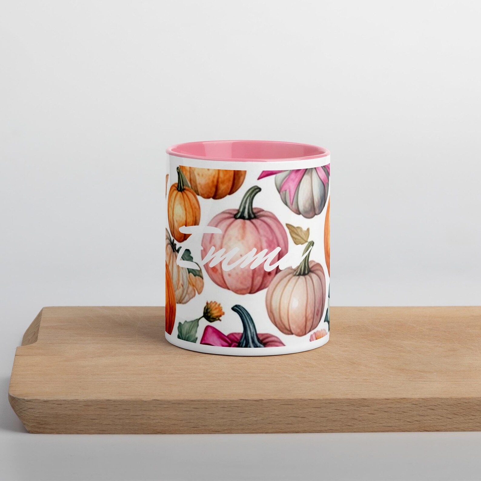 Personalized Pumpkin Mug| Pumpkin & Bows Pattern Mug| Pink Halloween ...