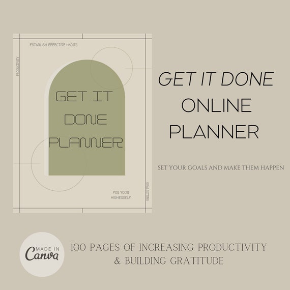 Get It Done Planner | Productivity Planner | Goal Setting Planner | ONLINE Planner Template | Canva Template | Planner|