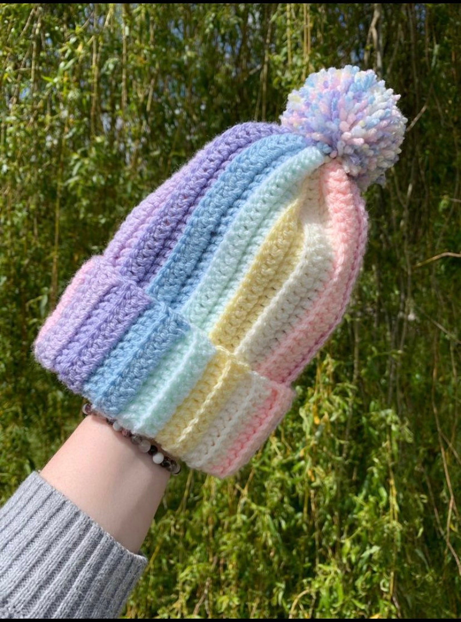 rainbow bobble hat