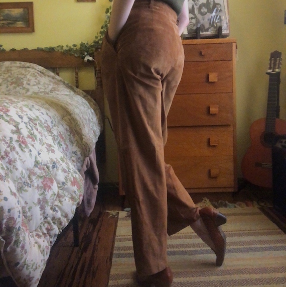 Vintage High-Waisted Genuine Leather Pants