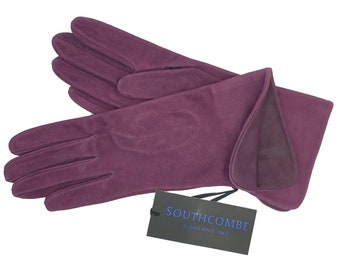 Sian. Women's Unlined Suede Glove with Turn Back Cuff