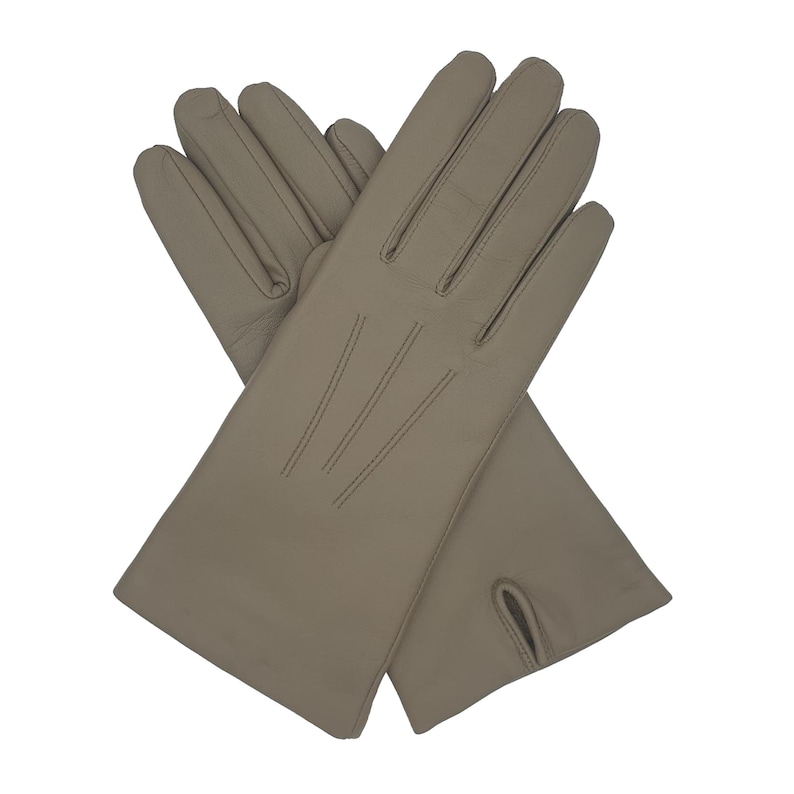 Tilly. Women's Cashmere Lined Leather Gloves Taupe