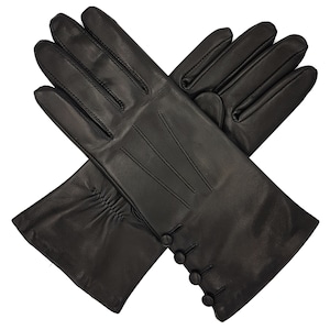 Kate. Women's Silk Lined Button Leather Gloves image 2