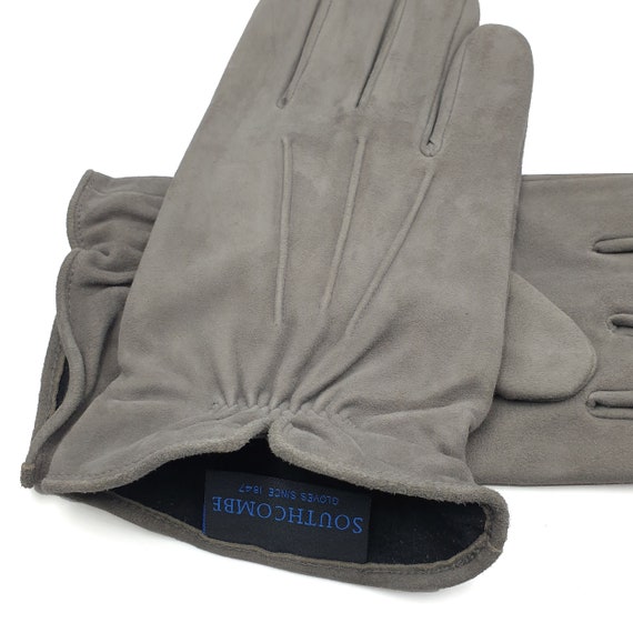 mens grey dress gloves Gray Cashmere Lined Peccary Gloves
