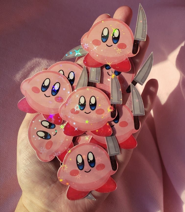 Kirby With Knife - Vinyl Sticker