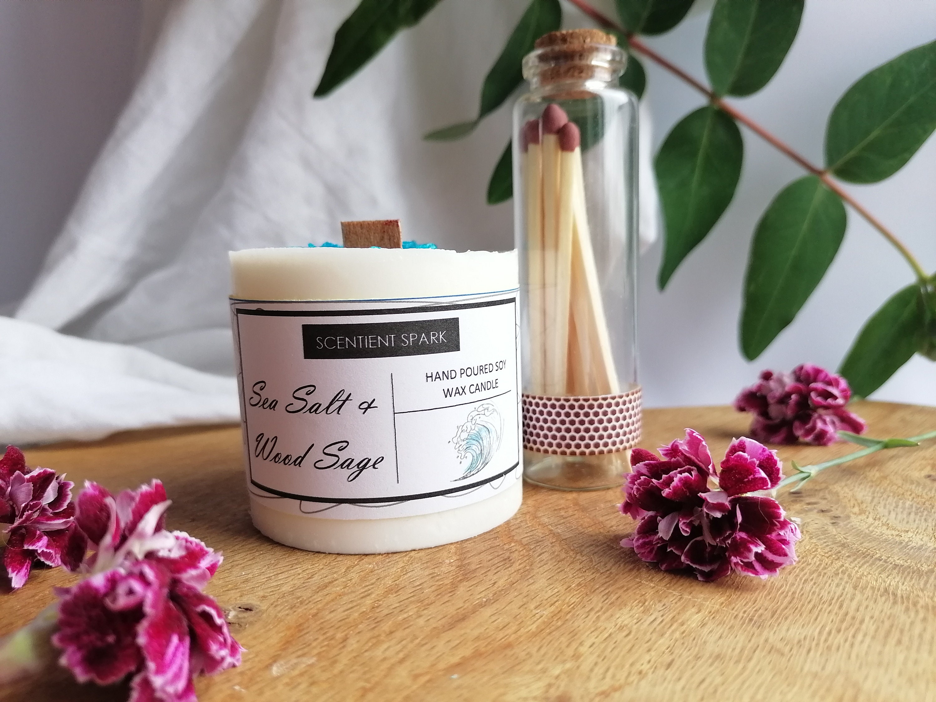 Vela de woodwick / vela pilar de madera / vela pilar de cera | Etsy