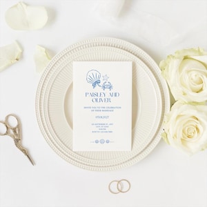 Downloadable and Customizable - Coastal Elegance Wedding Invitation - Made to Order