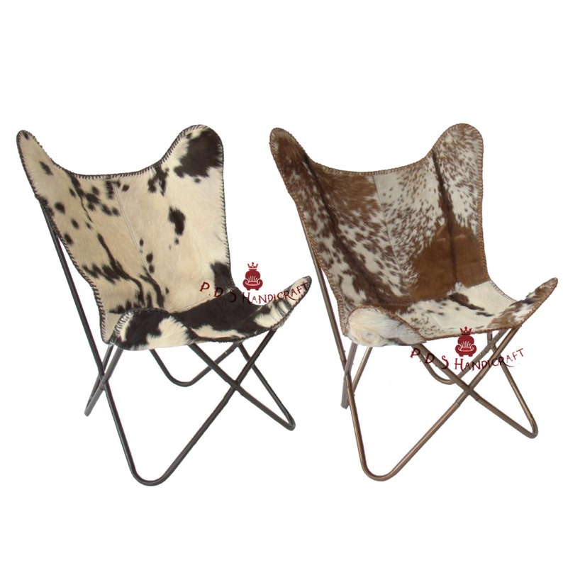 Leather Butterfly Chair Living Room Cowhide Chair Folding Etsy