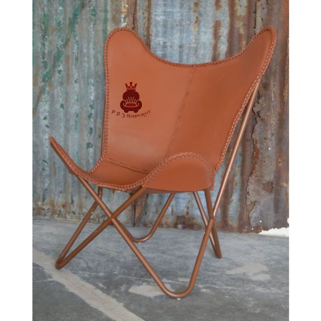 Handmade Leather Butterfly chair Folding chair Easy to Etsy.de