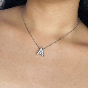 Colar com pingente de iniciais de diamante - Joias delicadas personalizadas com iniciais de ouro - Colar com corrente de letras Aniversário, aniversário, presente de casamento