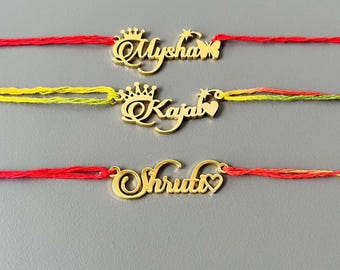 Custom Name Rakhi – Gold Plated Brass, Raksha Bandhan Gift - Personalised Rakhi