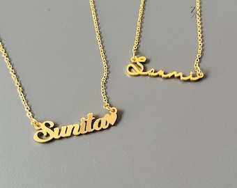 Custom Name Necklace, 18K Gold Plated Name Necklace, Personalized