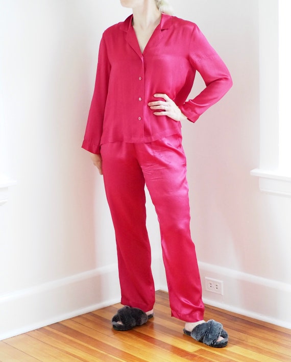 Vintage Classic Red Silk Satin Pajamas - image 3