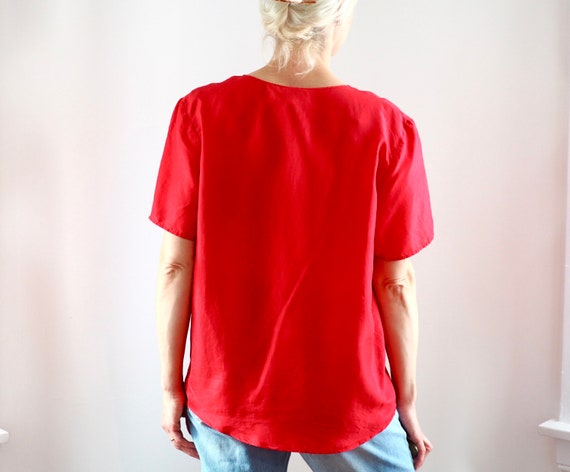 Vintage Red Washed Silk Blouse - image 5