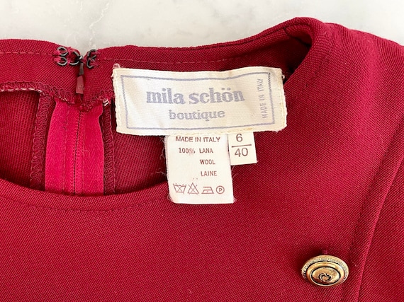 MILA SCHÖN Vintage Dark Red Wool Dress, Made in I… - image 6