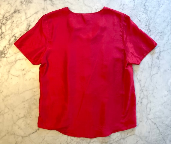 Vintage Red Washed Silk Blouse - image 9