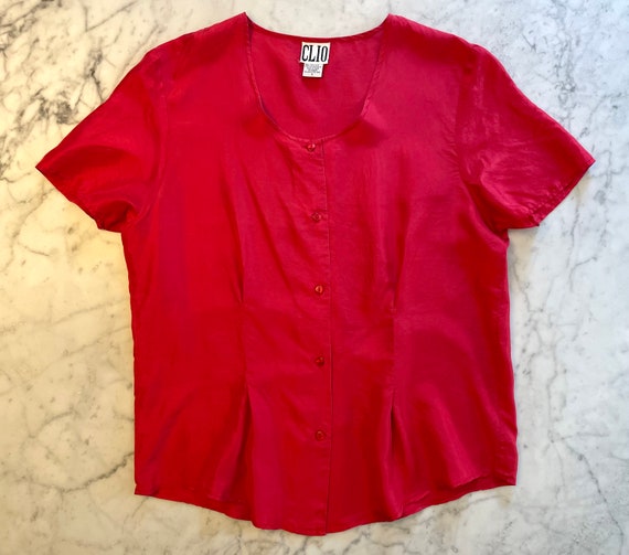 Vintage Red Washed Silk Blouse - image 8