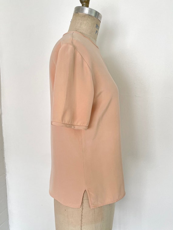 Vintage 1990s Blush Pink Minimalist THICK Silk Te… - image 4