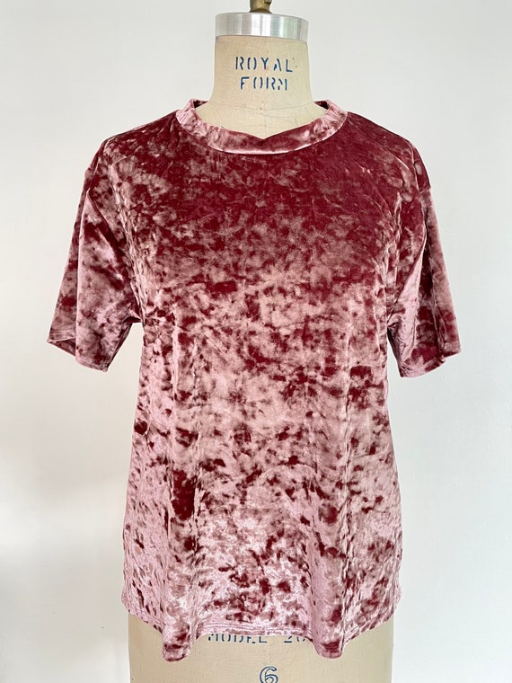 Vintage 1990s/Y2K Mauve Crushed Velvet Tee, Made … - image 3