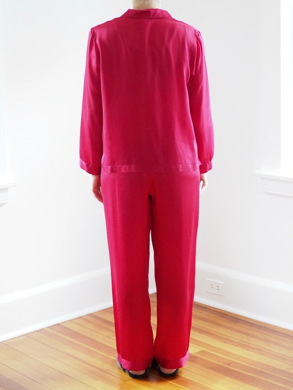 Vintage Classic Red Silk Satin Pajamas - image 4