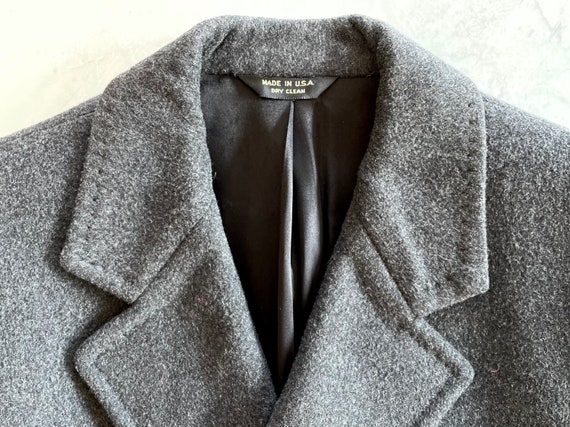 Vintage Minimalist Charcoal Grey Wool Maxi Coat, … - image 5