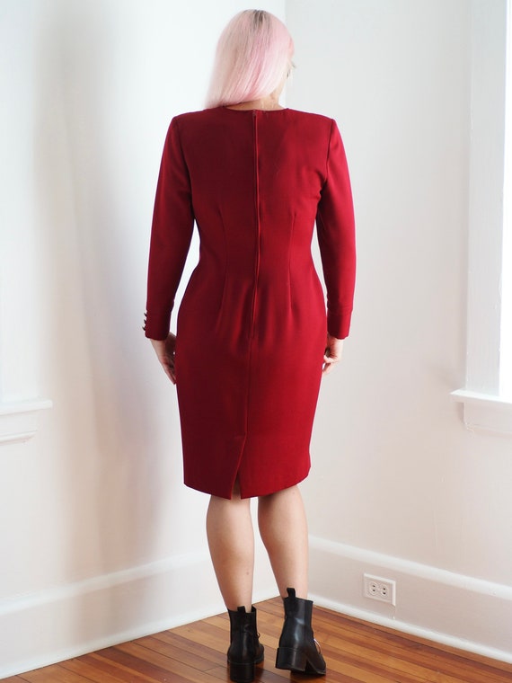 MILA SCHÖN Vintage Dark Red Wool Dress, Made in I… - image 4