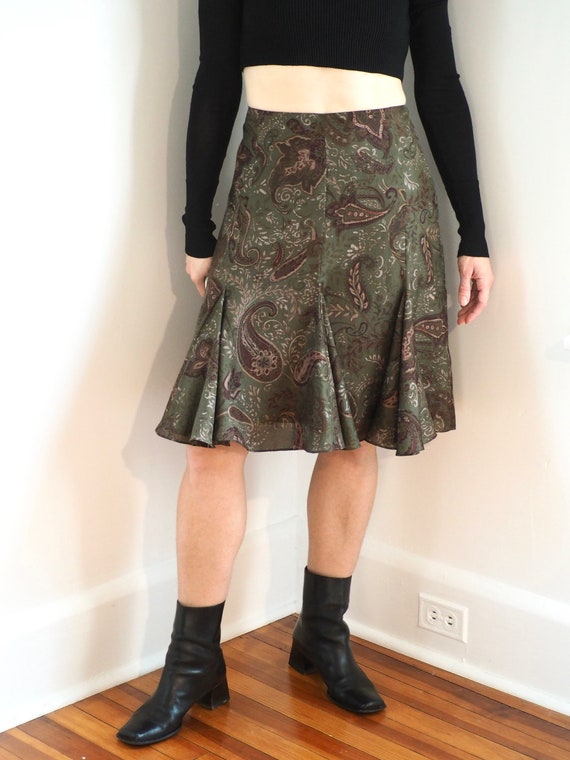 RALPH LAUREN NWT Vintage Silk Paisley A-line Skirt