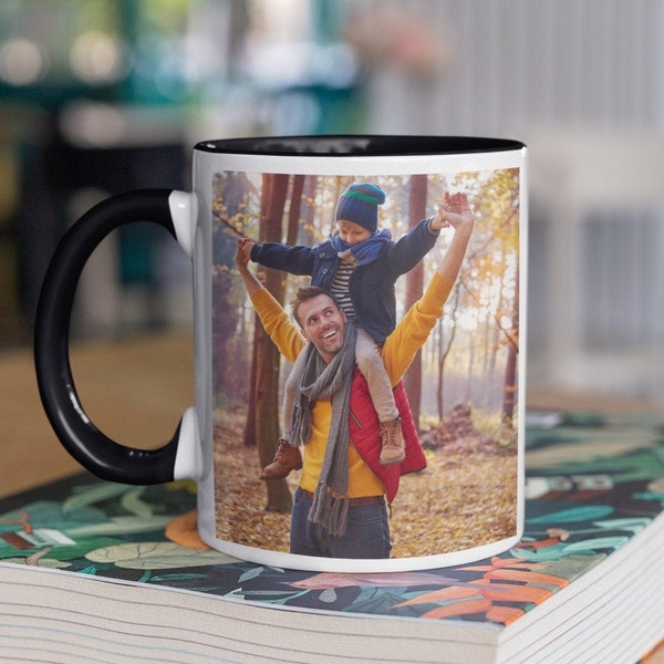 Personalized Photo Mug - Picture Image Coffee Mug - Custom Image - Picture Mug - Coffee Mug, White with Colored Inside and Handle