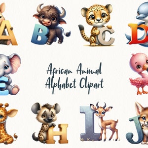 African Animal Alphabet Clipart - Adorable Letter Graphics, Perfect for ...