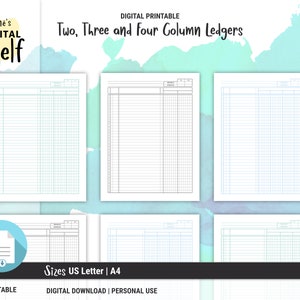 Printable Accounting Ledger for Small Business, Column Ledger Paper Digital Download