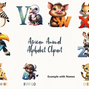 African Animal Alphabet Clipart - Adorable Letter Graphics, Perfect for ...