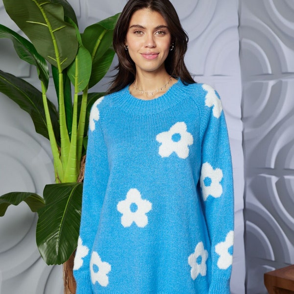 Wool Mix Floral Spring Jumper (Made in Italy)