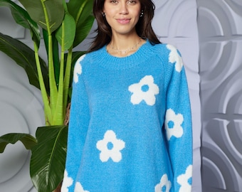 Wool Mix Floral Spring Jumper (Made in Italy)