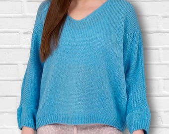 Mohair V-Neck Chunky Knit Jumper (Made in Italy)