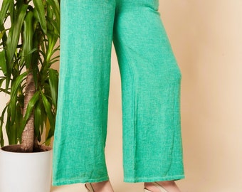 Relaxed Fit Crushed Linen Trousers