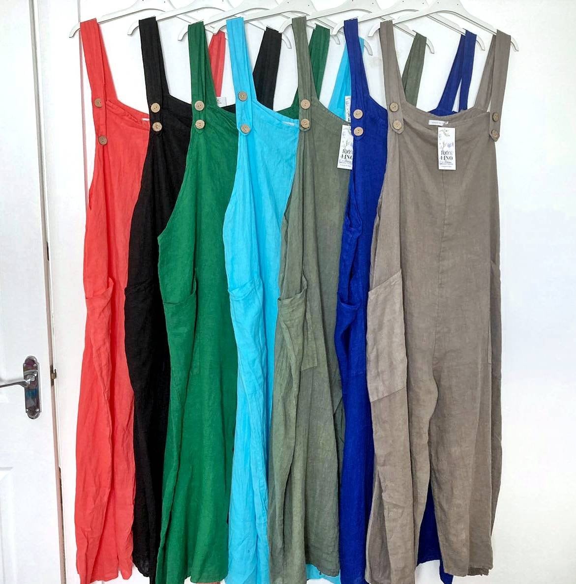 Plus Sized Linen Dungarees (Made in Italy)