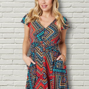 Ruched Front Maxi Dress by Stella Morgan Floral or Geometric Pattern Geometric