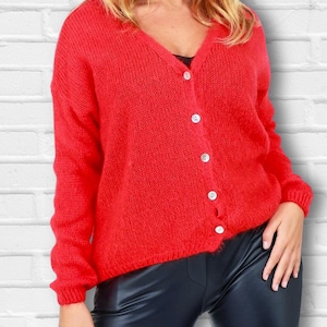 Short Mohair Cardigan with Buttons (Made in Italy)