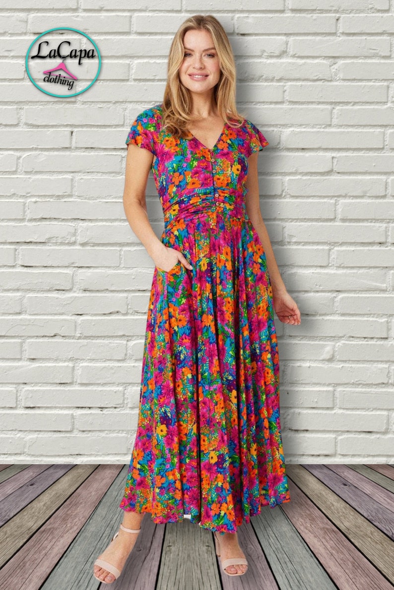 Ruched Front Maxi Dress by Stella Morgan Floral or Geometric Pattern image 8