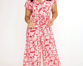 Flower Print Jumpsuit (Made in Italy)