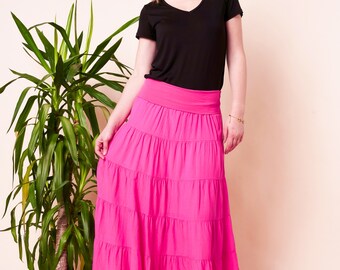 Long Tiered Cotton Skirt (Made in Italy)