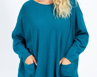 2 Pocket Fine Knit Baggy Jumper (Made in Italy)