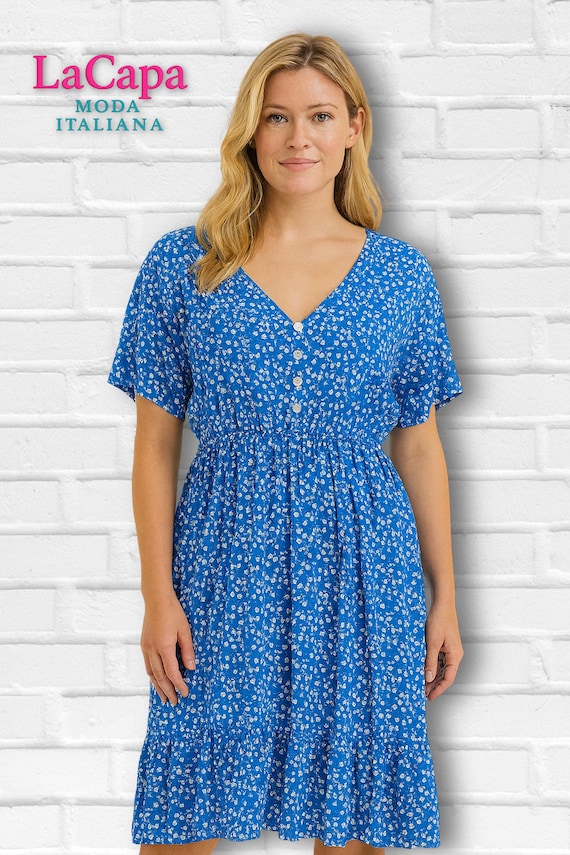 Ditsy Floral V Neck Empire Line Midi Dress With Flutter Sleeves (made in Italy) - Etsy UK Ditsy Floral V Neck Empire Line Midi Dress With Flutter Sleeves (made in Italy) - Etsy UK