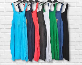 Linen Pinafore Dress (Made in Italy)