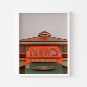 Pier, Beach, Ruby's restaurant, Huntington Beach, Digital Download Print, Photograph, Beach Wall Art, Printable Art, Download