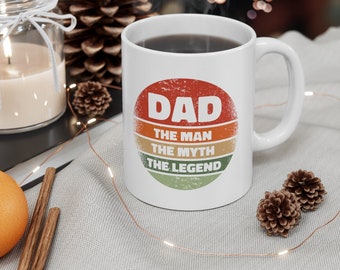 Dad Mug, Man Myth Legend Coffee Cup, Funny Father's Day Gift, Humorous Ceramic Tea Mug 11oz, Family Man Espresso Mug